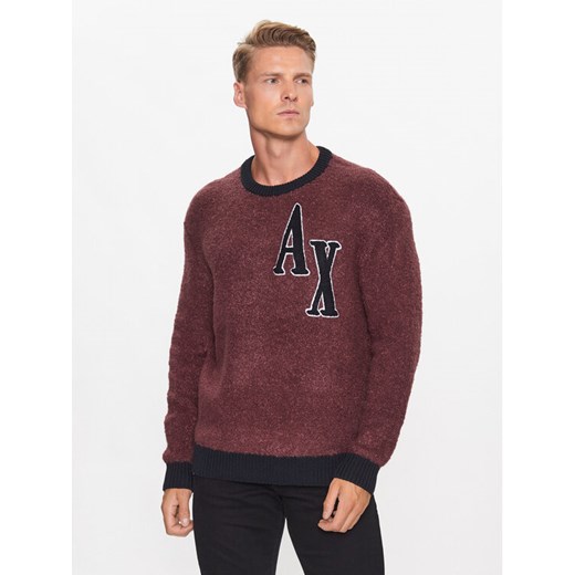 Armani Exchange Sweter 6RZM2B ZM3GZ 14AU Bordowy Regular Fit ze sklepu MODIVO w kategorii Swetry męskie - zdjęcie 182735504
