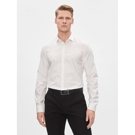 Calvin Klein Koszula K10K112301 Biały Slim Fit ze sklepu MODIVO w kategorii Koszule męskie - zdjęcie 182735641