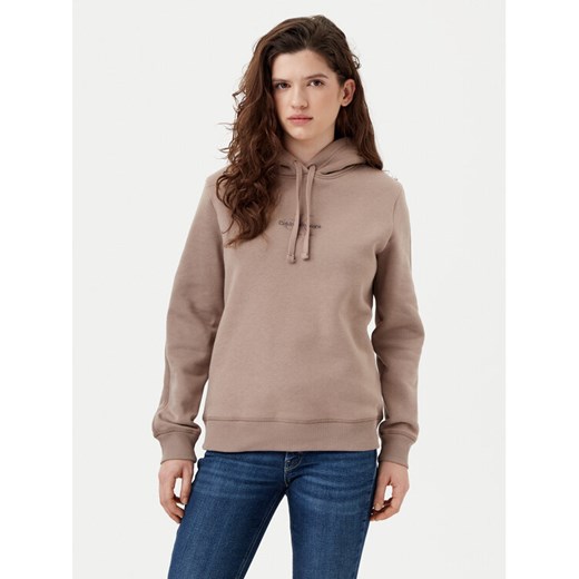 Calvin Klein Jeans Bluza Monologo J20J223536 Beżowy Regular Fit ze sklepu MODIVO w kategorii Bluzy damskie - zdjęcie 182735692