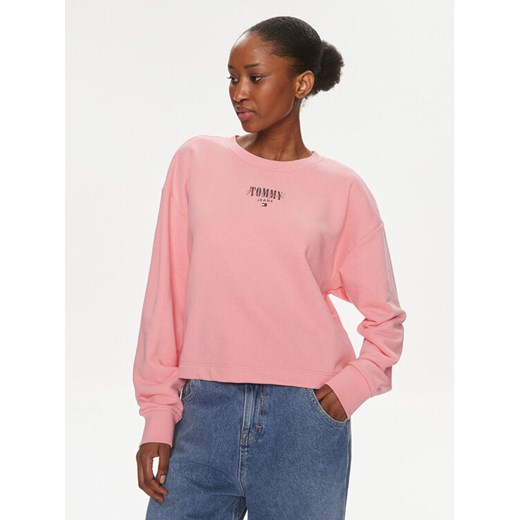 Tommy Jeans Bluza Essential Logo DW0DW17796 Różowy Relaxed Fit ze sklepu MODIVO w kategorii Bluzy damskie - zdjęcie 182735811