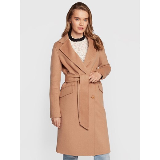 TWINSET Płaszcz wełniany 222TP2056 Beżowy Regular Fit ze sklepu MODIVO w kategorii Płaszcze damskie - zdjęcie 182736251