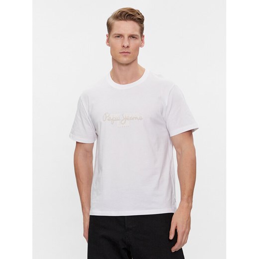 Pepe Jeans T-Shirt Chris PM509207 Biały Slim Fit ze sklepu MODIVO w kategorii T-shirty męskie - zdjęcie 182736434