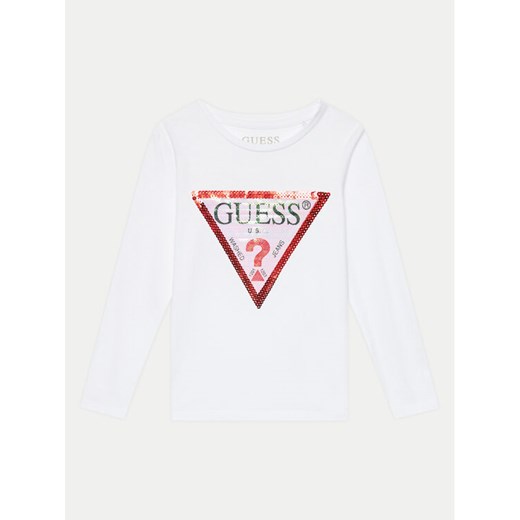 Guess Bluzka K4RI30 K6YW1 Biały Regular Fit ze sklepu MODIVO w kategorii Bluzki dziewczęce - zdjęcie 182736583