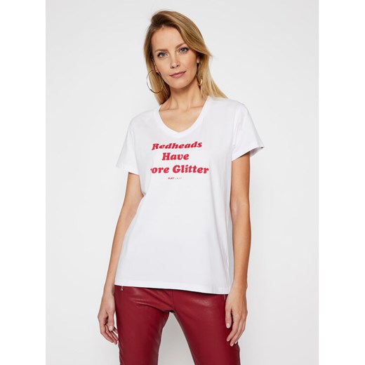 PLNY LALA T-Shirt Redheads PL-KO-VN-00128 Biały Regular Fit ze sklepu MODIVO w kategorii Bluzki damskie - zdjęcie 182736591