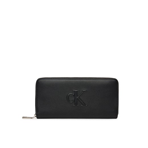 Calvin Klein Jeans Duży Portfel Damski Sculpted Zip Around LV04K1005G Czarny ze sklepu MODIVO w kategorii Portfele damskie - zdjęcie 182736673