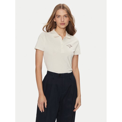 Tommy Hilfiger Polo WW0WW43930 Beżowy Slim Fit ze sklepu MODIVO w kategorii Bluzki damskie - zdjęcie 182736682