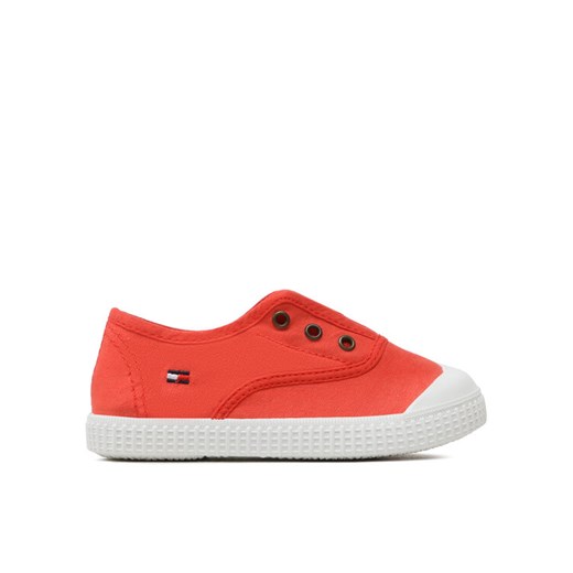 Tommy Hilfiger Trampki Low Cut Easy-On Sneaker T1X9-32824-0890 S Koralowy ze sklepu MODIVO w kategorii Trampki dziecięce - zdjęcie 182736722