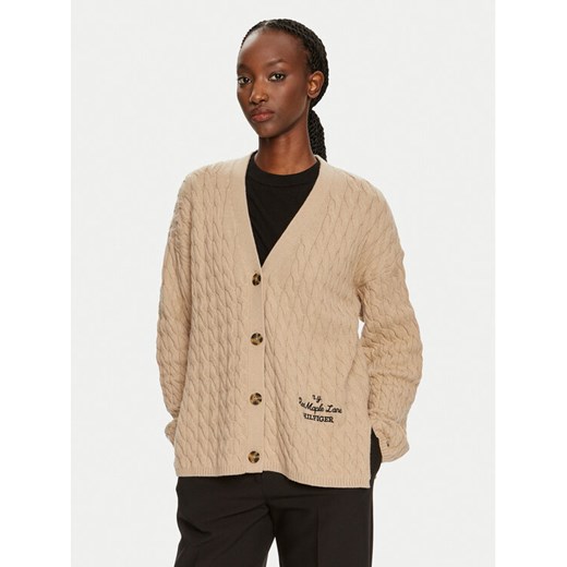 Tommy Hilfiger Kardigan WW0WW42143 Beżowy Relaxed Fit ze sklepu MODIVO w kategorii Swetry damskie - zdjęcie 182736913