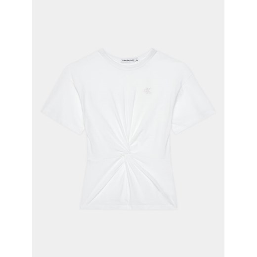 Calvin Klein Jeans T-Shirt Twist IG0IG02344 Biały Regular Fit ze sklepu MODIVO w kategorii Bluzki dziewczęce - zdjęcie 182736932