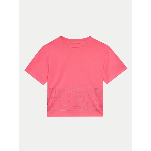 Guess T-Shirt J4YI17 K6YW4 Różowy Boxy Fit ze sklepu MODIVO w kategorii Bluzki dziewczęce - zdjęcie 182737050