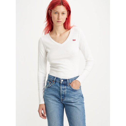 Levi's® T-Shirt Baby Tee A48910001 Biały Slim Fit ze sklepu MODIVO w kategorii Bluzki damskie - zdjęcie 182737230