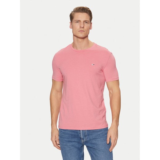 Tommy Jeans T-Shirt Jaspe DM0DM20363 Różowy Slim Fit ze sklepu MODIVO w kategorii T-shirty męskie - zdjęcie 182737313