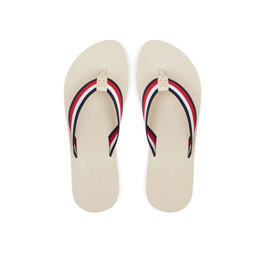 Tommy Hilfiger Japonki Th Corp Mid Wedge Beach Sandal FW0FW08517 Beżowy ze sklepu MODIVO w kategorii Klapki damskie - zdjęcie 182737733