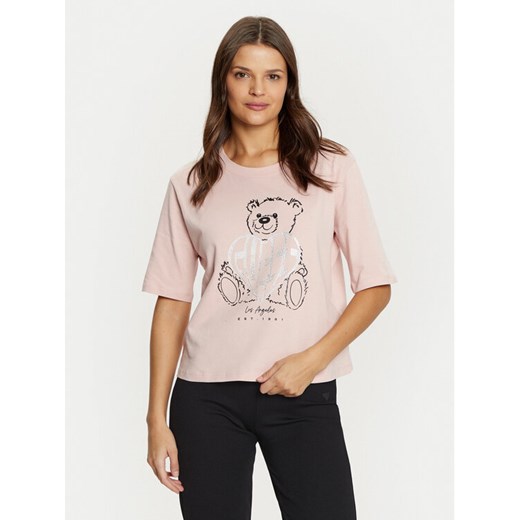 Guess T-Shirt V5RI09 I3Z14 Różowy Regular Fit ze sklepu MODIVO w kategorii Bluzki damskie - zdjęcie 182738150