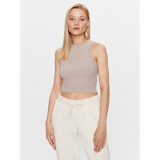 Guess Top Edie V3GP19 K8RT2 Beżowy Slim Fit ze sklepu MODIVO w kategorii Bluzki damskie - zdjęcie 182738273