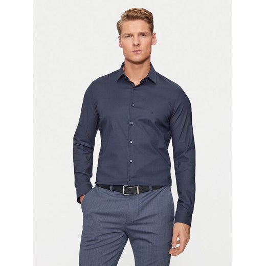 Calvin Klein Koszula K10K113182 Granatowy Slim Fit ze sklepu MODIVO w kategorii Koszule męskie - zdjęcie 182738382