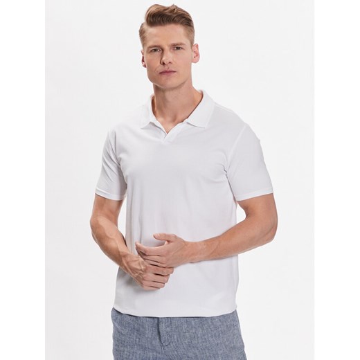 Lindbergh Polo 30-404036 Biały Slim Fit ze sklepu MODIVO w kategorii T-shirty męskie - zdjęcie 182738641