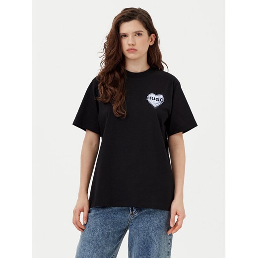 HUGO T-Shirt Vintage 50534545 Czarny Boxy Fit ze sklepu MODIVO w kategorii Bluzki damskie - zdjęcie 182738651