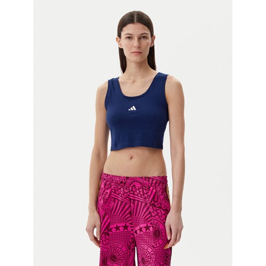 adidas Top Essentials Small Logo JC5939 Granatowy Slim Fit ze sklepu MODIVO w kategorii Bluzki damskie - zdjęcie 182738931