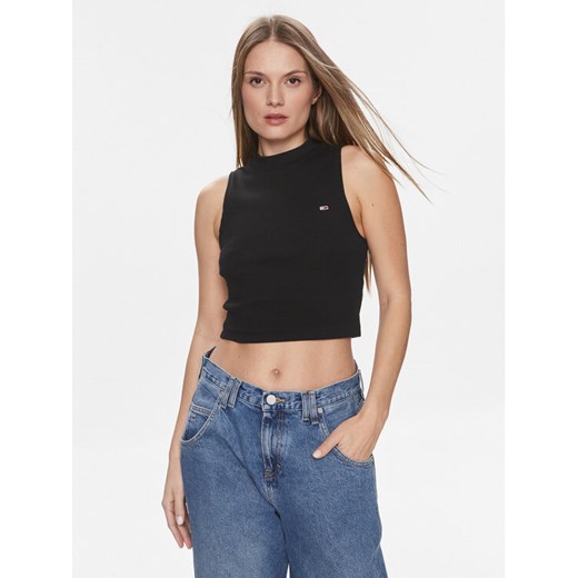 Tommy Jeans Top DW0DW17533 Czarny Regular Fit ze sklepu MODIVO w kategorii Bluzki damskie - zdjęcie 182739502