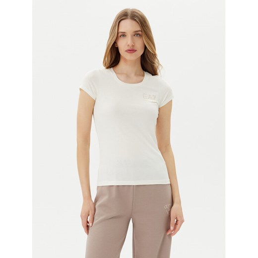 EA7 Emporio Armani T-Shirt 8NTT65 TJDQZ U0005 Biały Regular Fit ze sklepu MODIVO w kategorii Bluzki damskie - zdjęcie 182739781