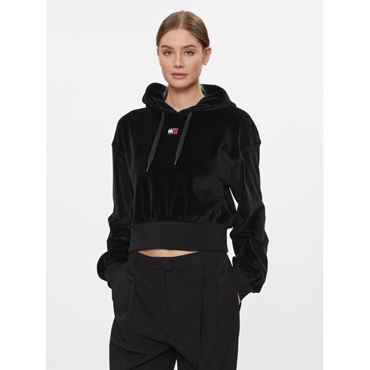 Tommy Jeans Bluza Velour DW0DW17519 Czarny Regular Fit ze sklepu MODIVO w kategorii Bluzy damskie - zdjęcie 182739804