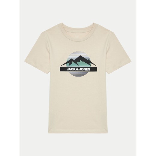 Jack&Jones Junior T-Shirt Peak 12259433 Beżowy Standard Fit ze sklepu MODIVO w kategorii T-shirty chłopięce - zdjęcie 182740190