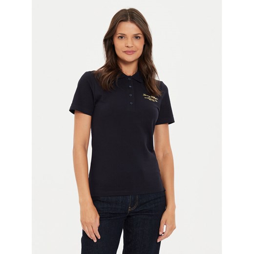 Tommy Hilfiger Polo Script WW0WW43624 Granatowy Slim Fit ze sklepu MODIVO w kategorii Bluzki damskie - zdjęcie 182740304