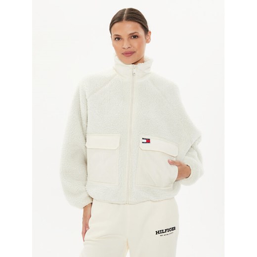 Tommy Jeans Kurtka przejściowa Teddy DW0DW18303 Écru Regular Fit ze sklepu MODIVO w kategorii Kurtki damskie - zdjęcie 182740653