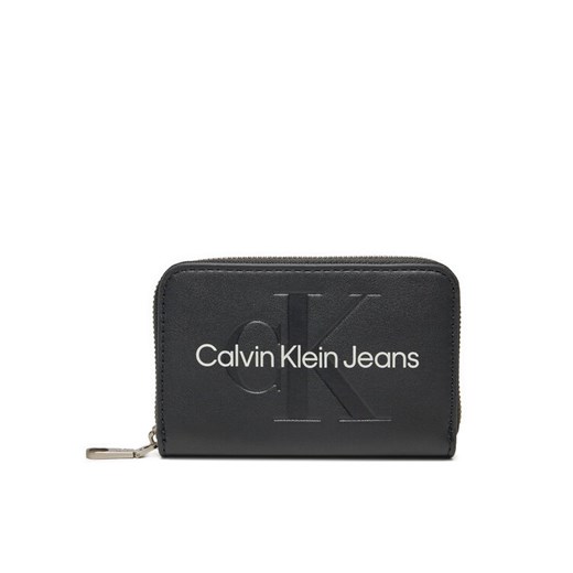Calvin Klein Jeans Mały Portfel Damski Zip Around Mono K60K612255 Czarny ze sklepu MODIVO w kategorii Portfele damskie - zdjęcie 182740752