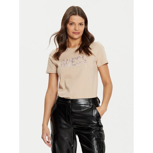 Guess T-Shirt W5RI19 I3Z14 Beżowy Regular Fit Guess M MODIVO