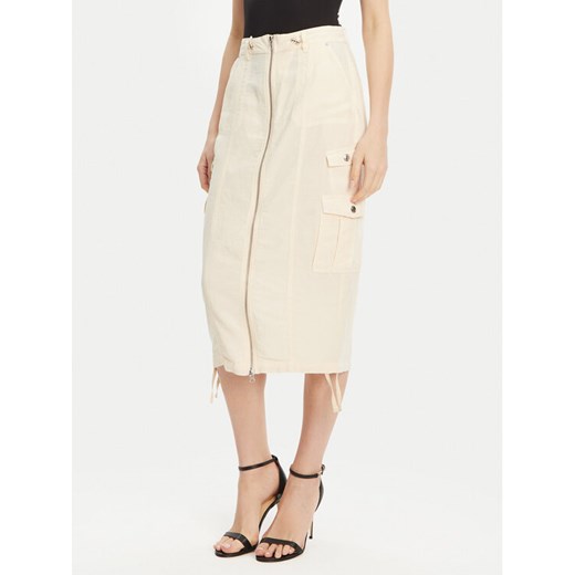 Guess Spódnica midi W5GD1H WG8N0 Beżowy Regular Fit ze sklepu MODIVO w kategorii Spódnice - zdjęcie 182740903