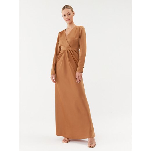 YAS Sukienka wieczorowa 26031520 Brązowy Regular Fit ze sklepu MODIVO w kategorii Sukienki - zdjęcie 182740954