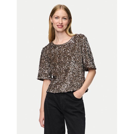 Pieces Bluzka Kam 17132951 Złoty Regular Fit ze sklepu MODIVO w kategorii Bluzki damskie - zdjęcie 182740963
