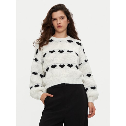 Pieces Sweter Nove 17152014 Écru Regular Fit ze sklepu MODIVO w kategorii Swetry damskie - zdjęcie 182740991