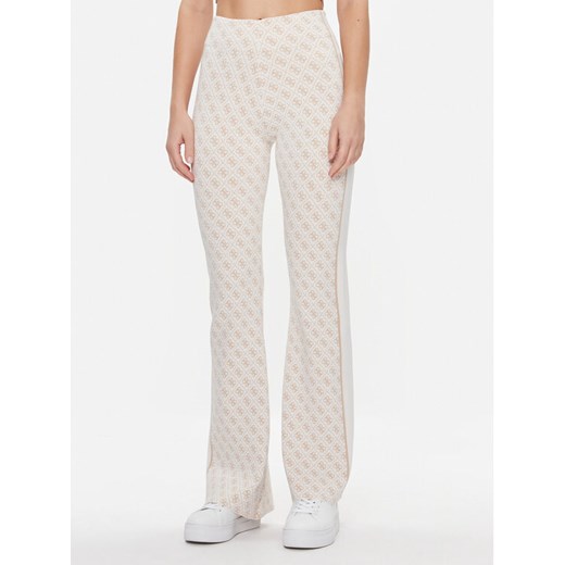 Guess Spodnie dzianinowe Lisa W3YB38 Z37K0 Beżowy Regular Fit ze sklepu MODIVO w kategorii Spodnie damskie - zdjęcie 182741173