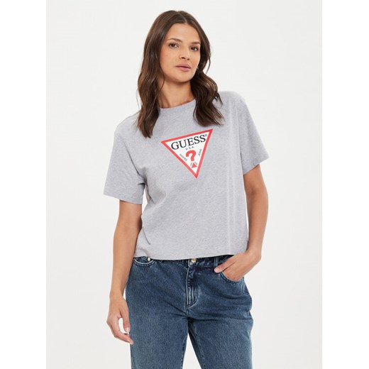 Guess Jeans T-Shirt W4YI73 K8HM0 Szary Boxy Fit ze sklepu MODIVO w kategorii Bluzki damskie - zdjęcie 182741294