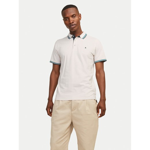 Jack&Jones Polo Paulos 12136668 Beżowy Slim Fit ze sklepu MODIVO w kategorii T-shirty męskie - zdjęcie 182741612