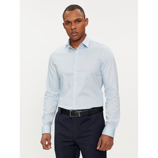 Calvin Klein Koszula Micro Dot K10K112884 Błękitny Slim Fit ze sklepu MODIVO w kategorii Koszule męskie - zdjęcie 182741712