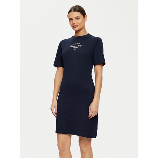 Tommy Hilfiger Sukienka codzienna Short Sleeve Short Dress WW0WW43830 Granatowy Slim Fit ze sklepu MODIVO w kategorii Sukienki - zdjęcie 182741763