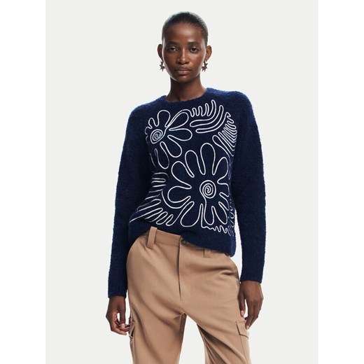 Desigual Sweter Cambridge 24WWJF68 Granatowy Regular Fit ze sklepu MODIVO w kategorii Swetry damskie - zdjęcie 182741993