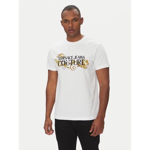 Versace Jeans Couture T-Shirt 78GAHC05 Biały Regular Fit ze sklepu MODIVO w kategorii T-shirty męskie - zdjęcie 182742000