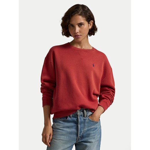 Polo Ralph Lauren Bluza 211943006016 Czerwony Relaxed Fit ze sklepu MODIVO w kategorii Bluzy damskie - zdjęcie 182742054