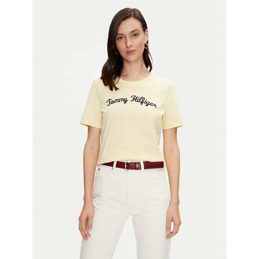 Tommy Hilfiger T-Shirt Script WW0WW42589 Żółty Regular Fit Tommy Hilfiger S MODIVO