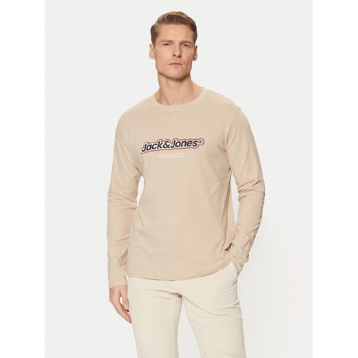 Jack&Jones Longsleeve Vesterbro 12266419 Beżowy Relaxed Fit ze sklepu MODIVO w kategorii T-shirty męskie - zdjęcie 182742093