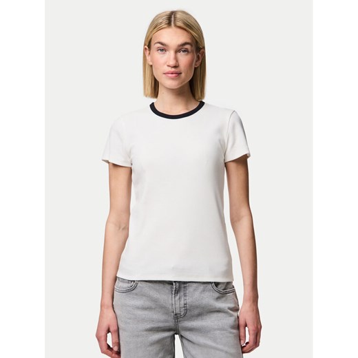 Pieces T-Shirt May 17154483 Biały Slim Fit ze sklepu MODIVO w kategorii Bluzki damskie - zdjęcie 182742094