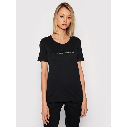United Colors Of Benetton T-Shirt 3GA2E16A2 Czarny Regular Fit ze sklepu MODIVO w kategorii Bluzki damskie - zdjęcie 182742230