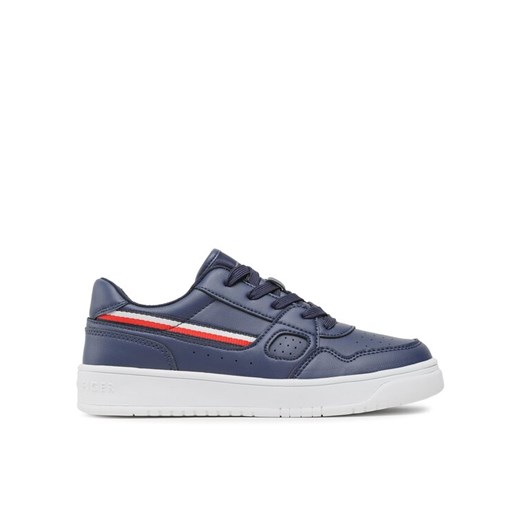 Tommy Hilfiger Sneakersy Stripes Low Cut Lace-Up Sneaker T3X9-32848-1355 S Granatowy ze sklepu MODIVO w kategorii Trampki dziecięce - zdjęcie 182742272