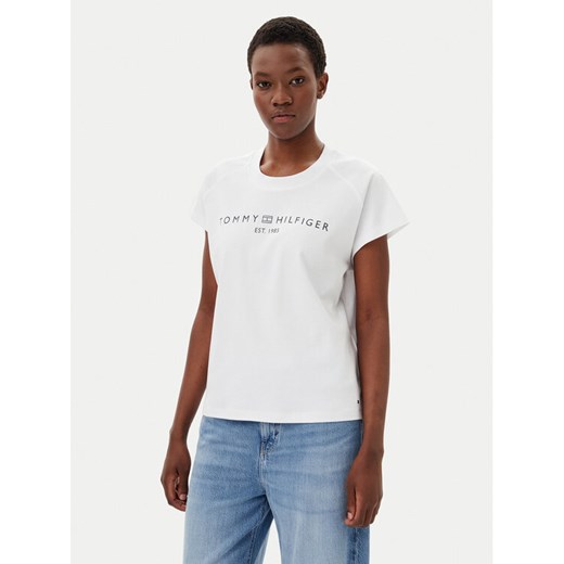 Tommy Hilfiger T-Shirt WW0WW46113 Biały Regular Fit ze sklepu MODIVO w kategorii Bluzki damskie - zdjęcie 182742500