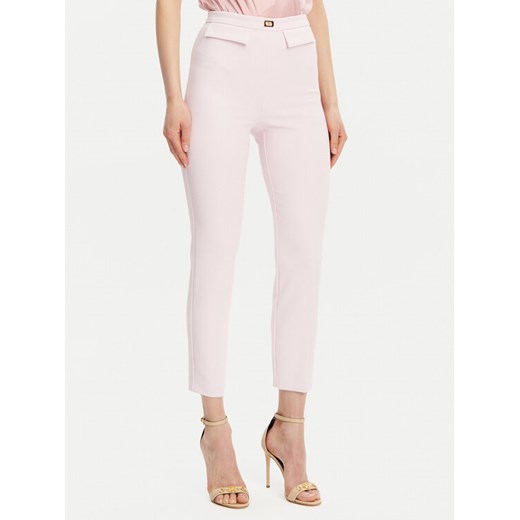 Elisabetta Franchi Spodnie materiałowe PA-077-51E2-V320 Różowy Regular Fit ze sklepu MODIVO w kategorii Spodnie damskie - zdjęcie 182742824